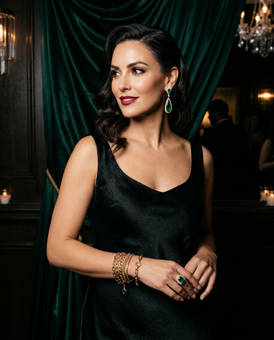 Turn heads at every evening gathering with our handcrafted anti-tarnish emerald pieces 💚